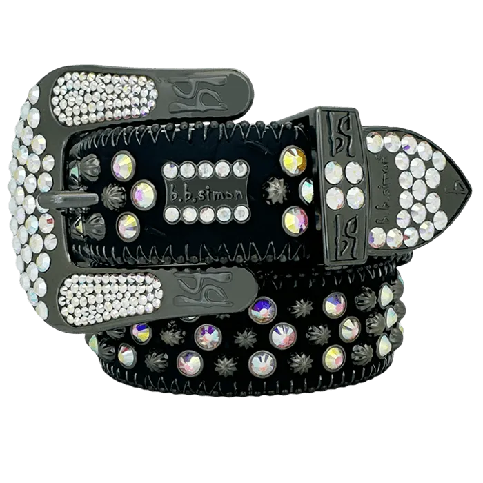 b.b. Simon Double b Lavasan Black AB Crystal Belt