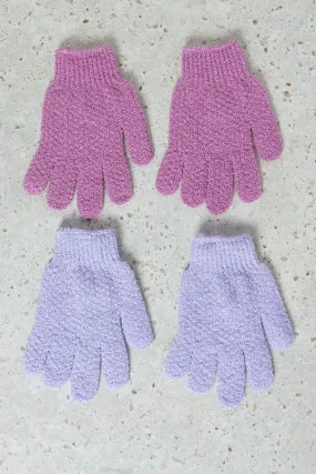 Blue And Purple Shower Gloves (2 Pairs)