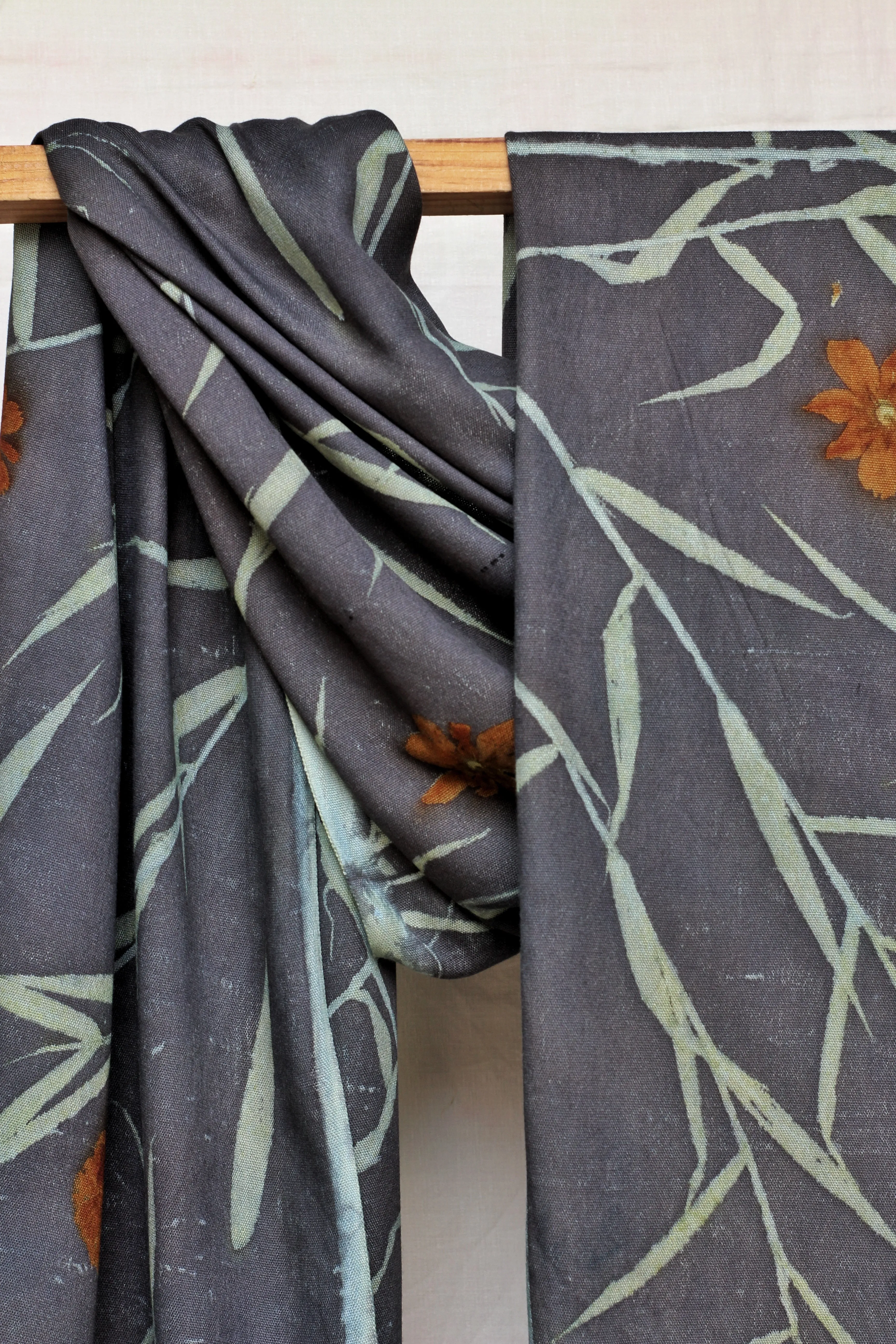 Blue Botanical Print Scarf | Indigenous Cotton | Handwoven & Naturally Dyed - 0015A-SY-HT