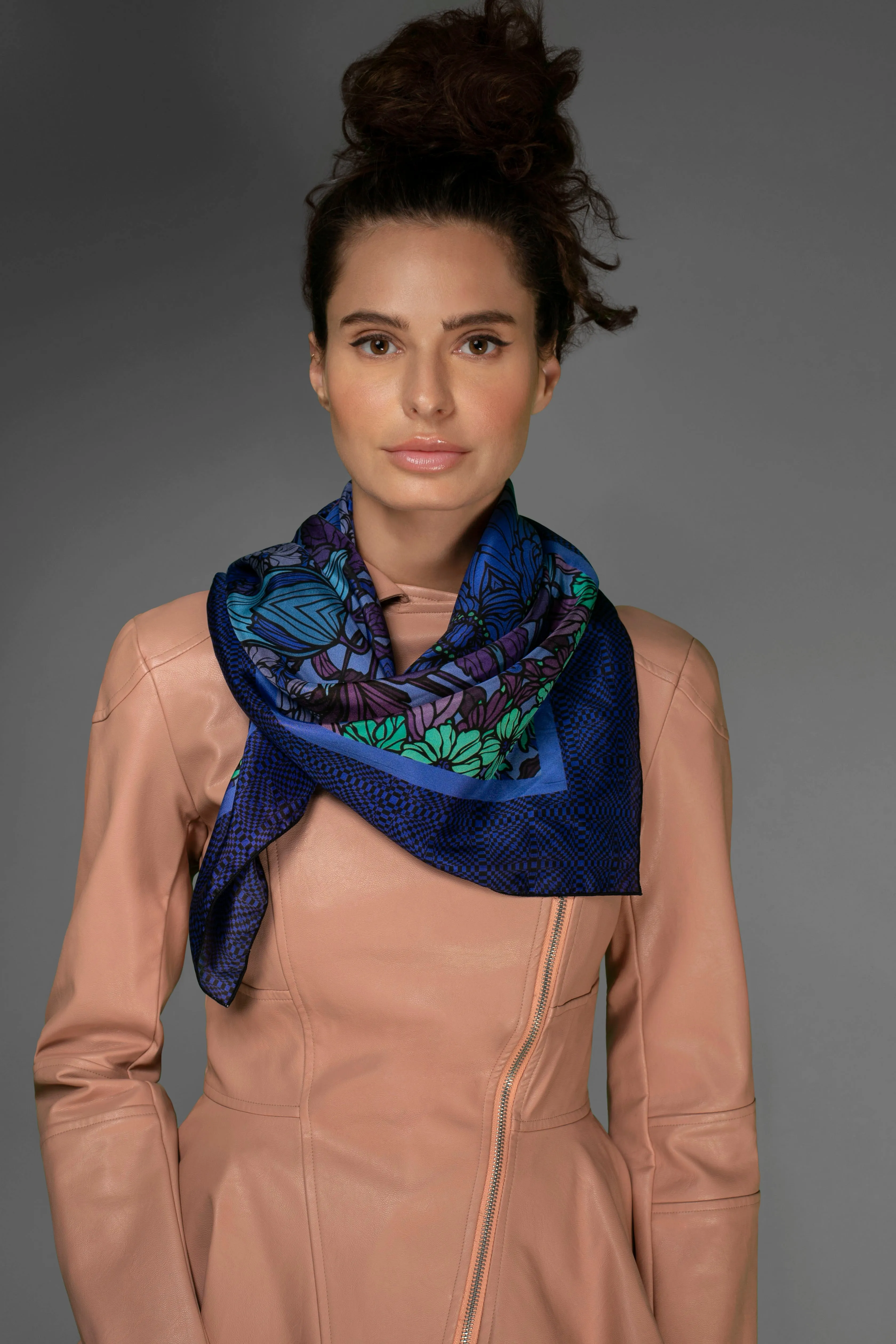 Blue garden Silk Scarf