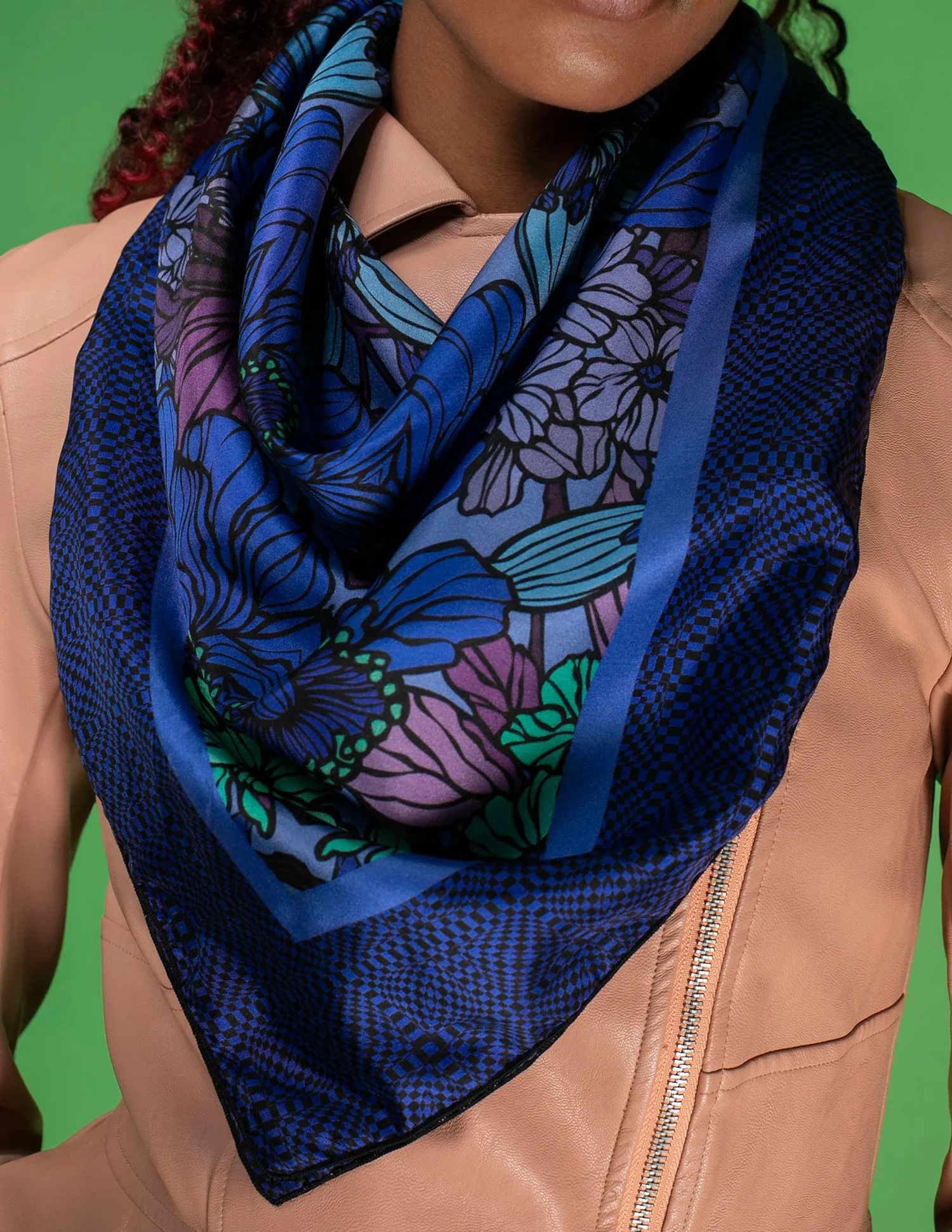 Blue garden Silk Scarf