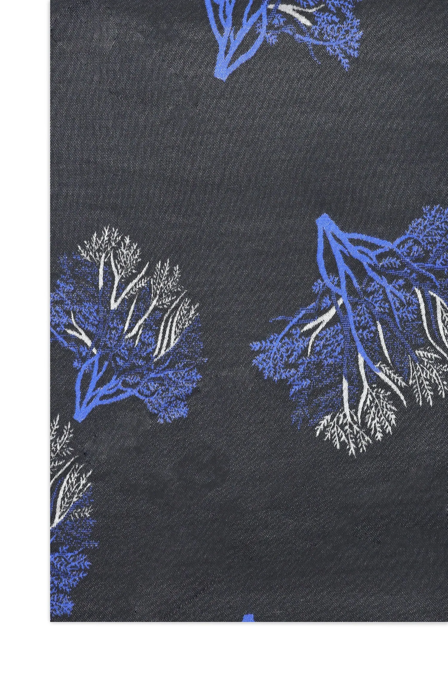 BOTANICAL PRINT REVERSIBLE SCARF-BLACK-BLUE