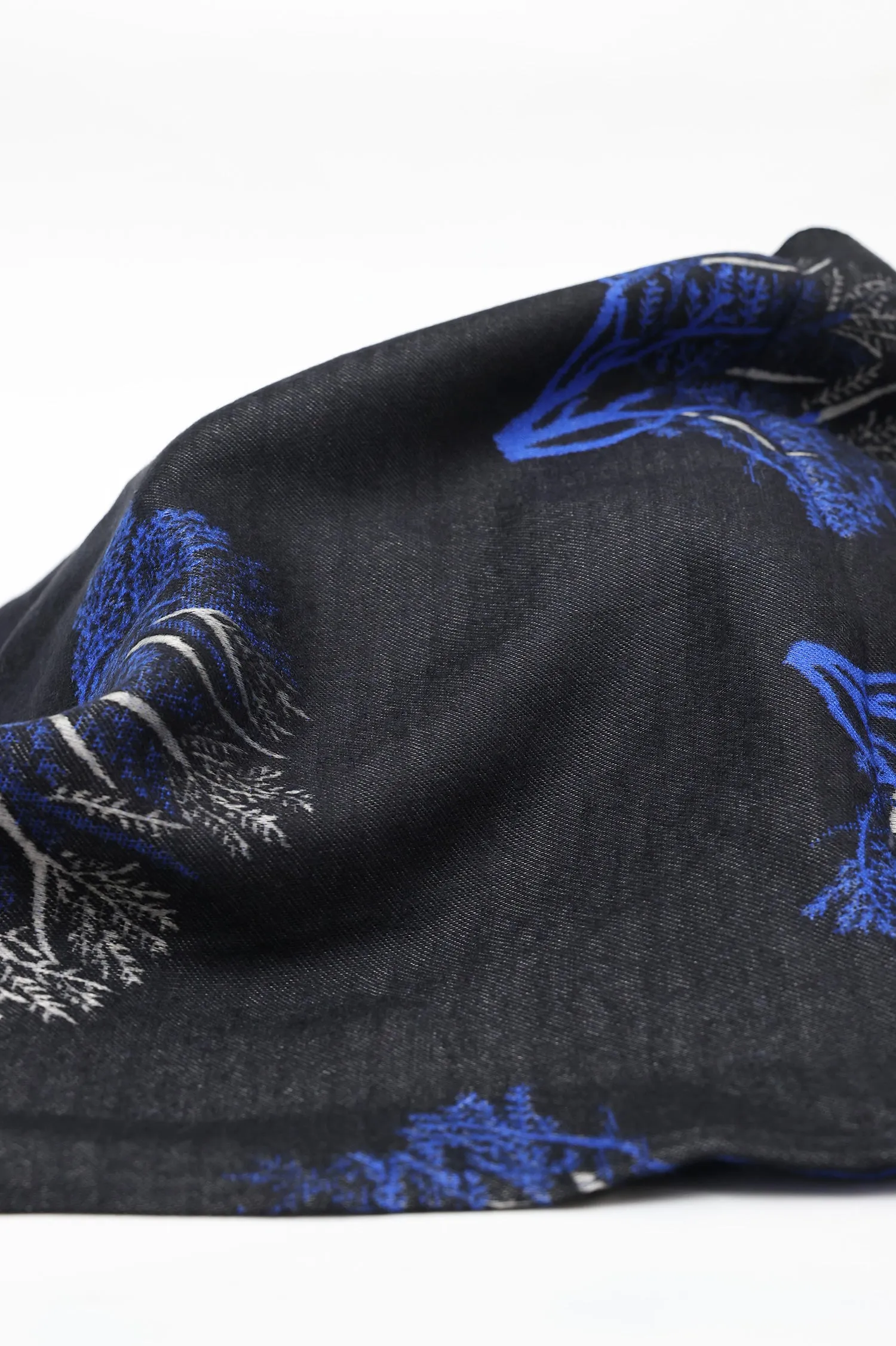 BOTANICAL PRINT REVERSIBLE SCARF-BLACK-BLUE