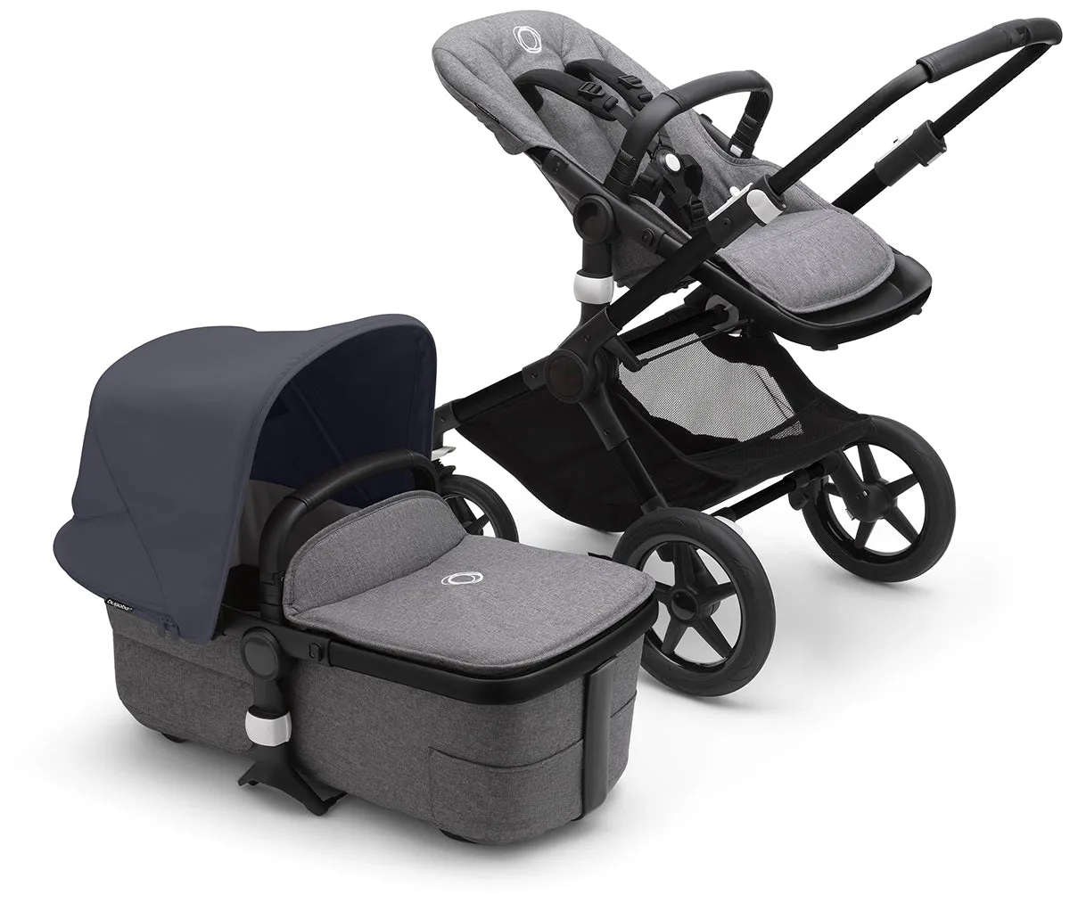 Bugaboo Fox3 Complete Stroller Bundle - Black / Grey Melange / Stormy Blue