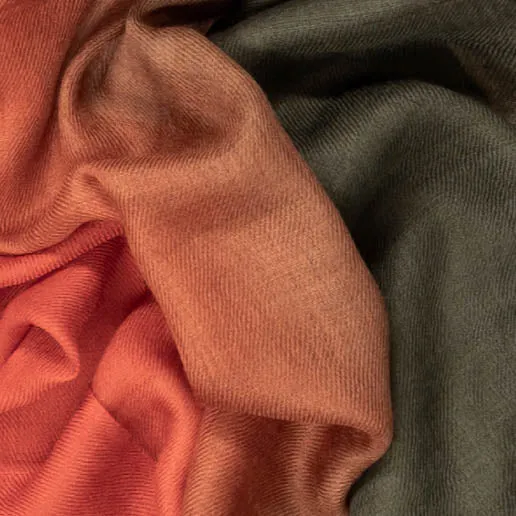 Burnt Orange to Olive Shaded Cashmere and Silk Wrap