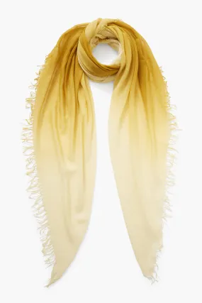 Cashmere and Silk Scarf Green Sulphur Dip Dyed