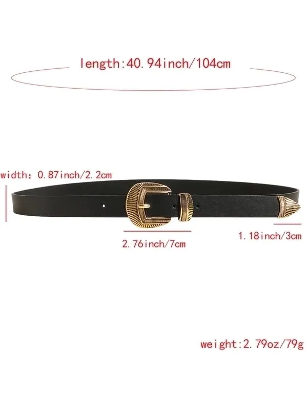 Casual Elegant Simple Style Solid Color Pu Leather Alloy Metal Button Women's Leather Belts