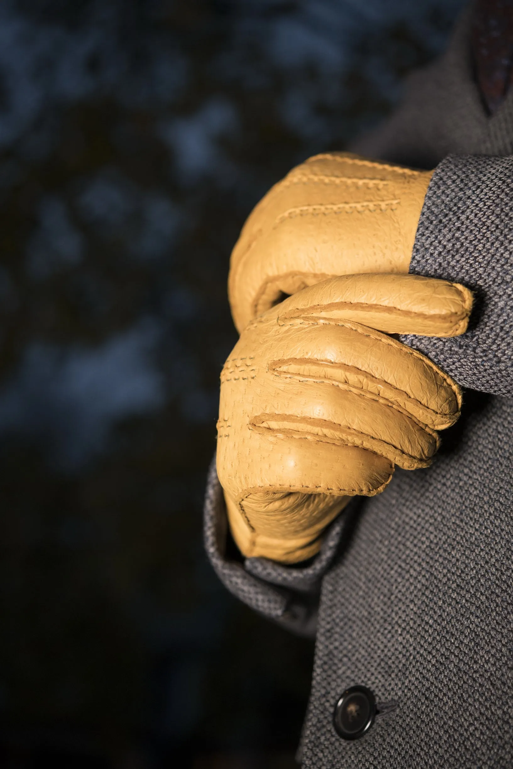 Chamois Yellow Cashmere Lined Peccary Gloves