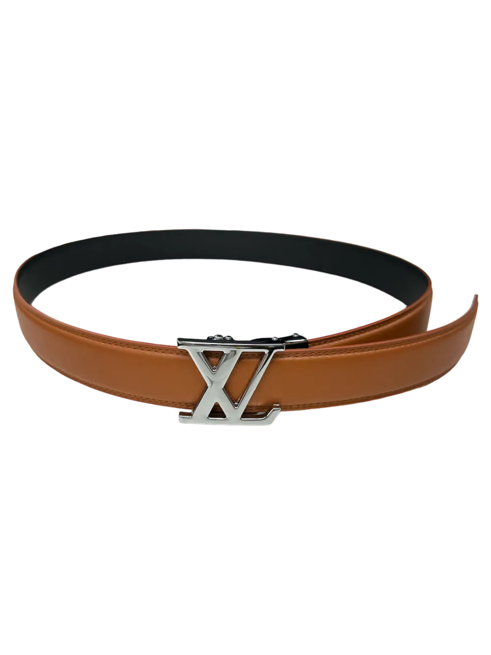 Cognac Men's Belt Leathers Fashion Design Genuine Leather Silver Buckle