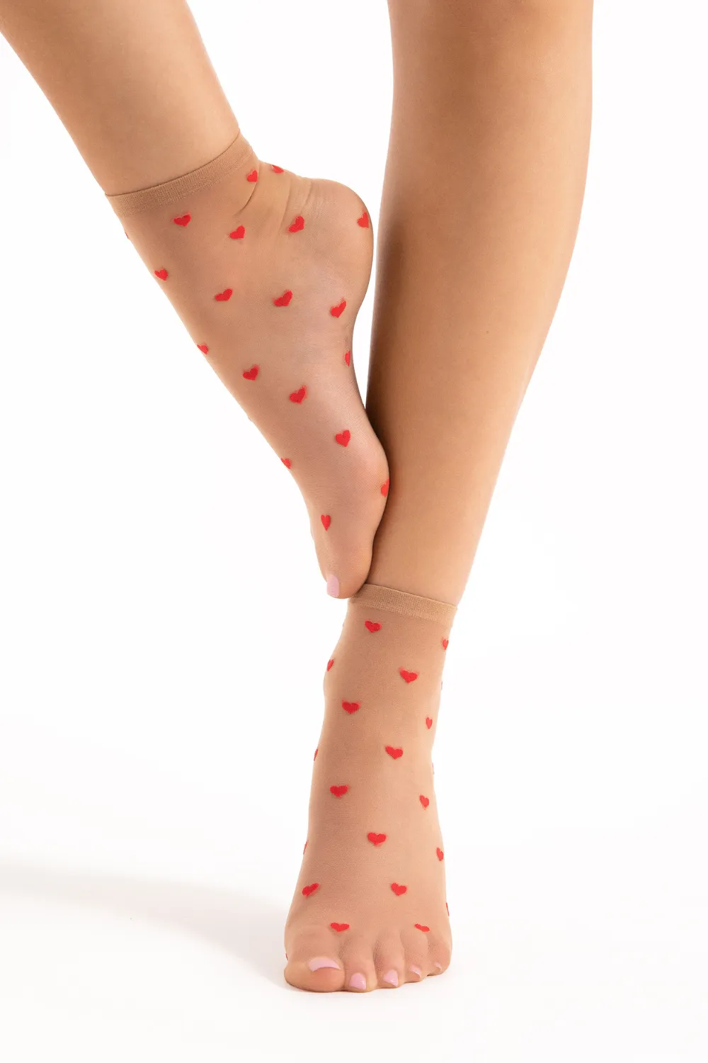 Crush Heart Pattern Sheer Socks 20 Denier