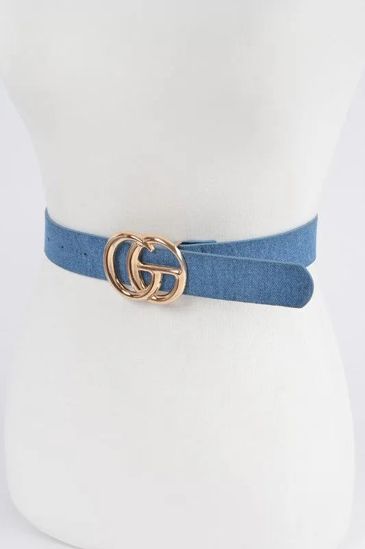 Denim Simple Belt - Gold