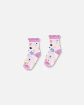 Deux par Deux Girl's Lavender Jacquard Socks