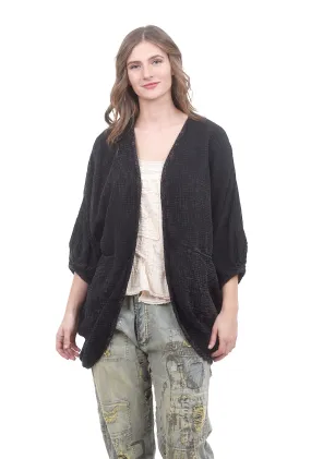 Double Gauze Cocoon Cardigan, Black