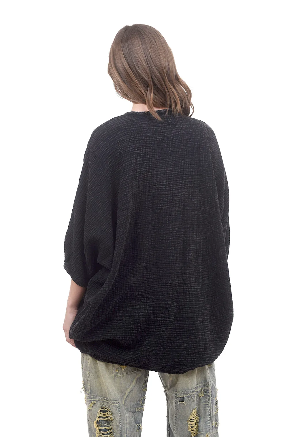 Double Gauze Cocoon Cardigan, Black