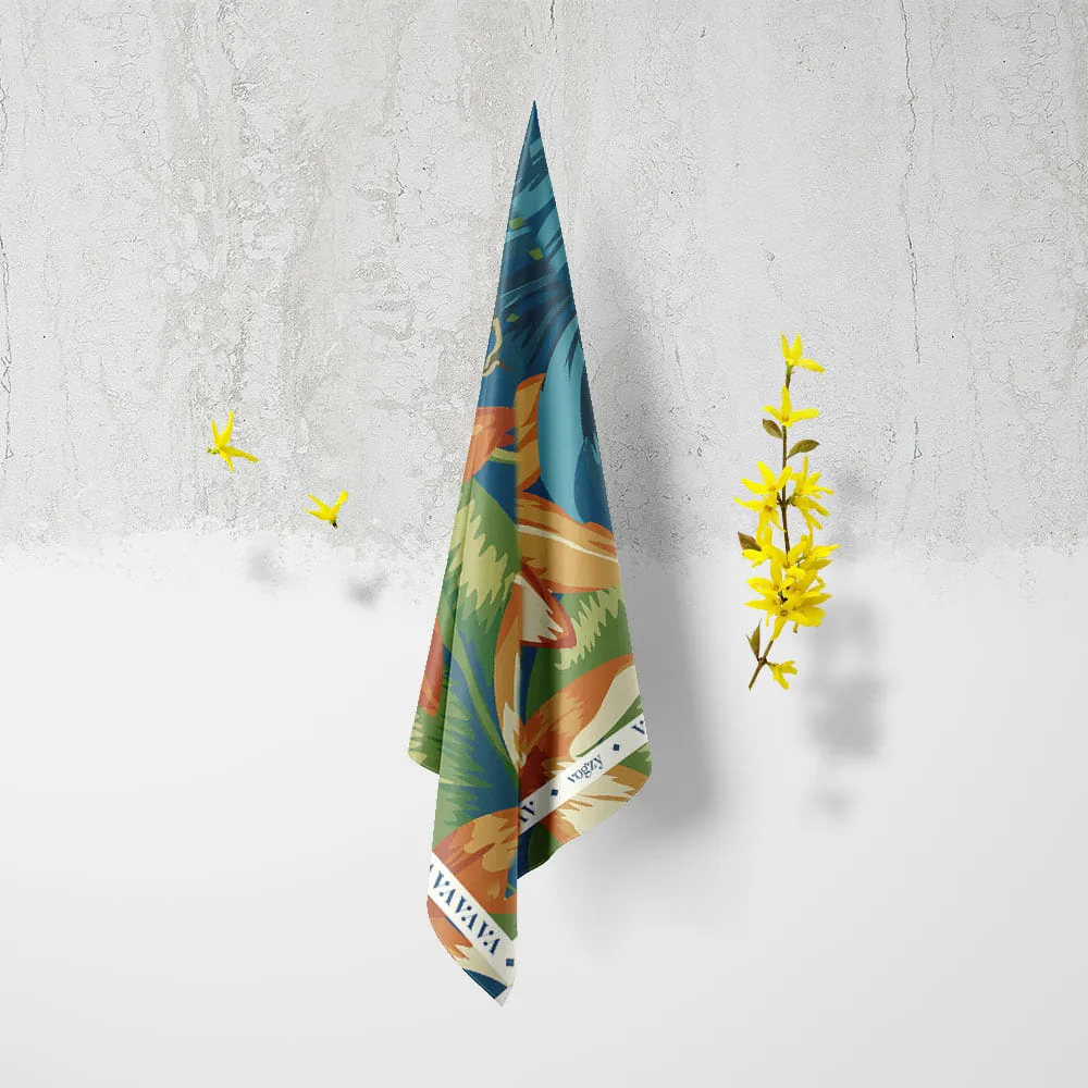 Earthy Blue Floral Digital Print Ultra Muslin Scarf