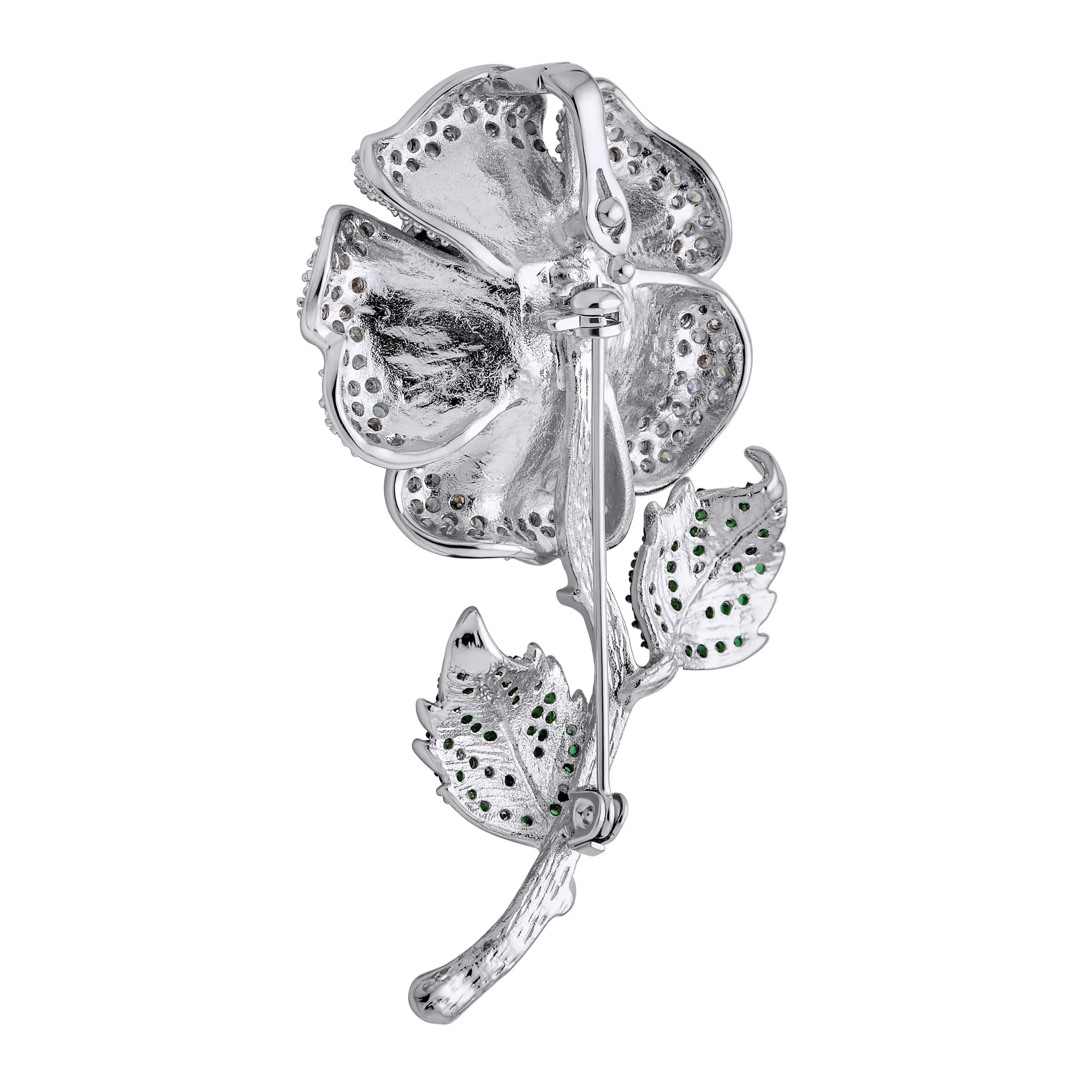 Elegant Dress Brooche Pin Colorful Floral Bouquet with Roses & CZ Accents