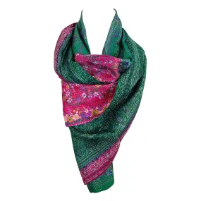 Emerald and Fuchsia Kantha Scarf - India