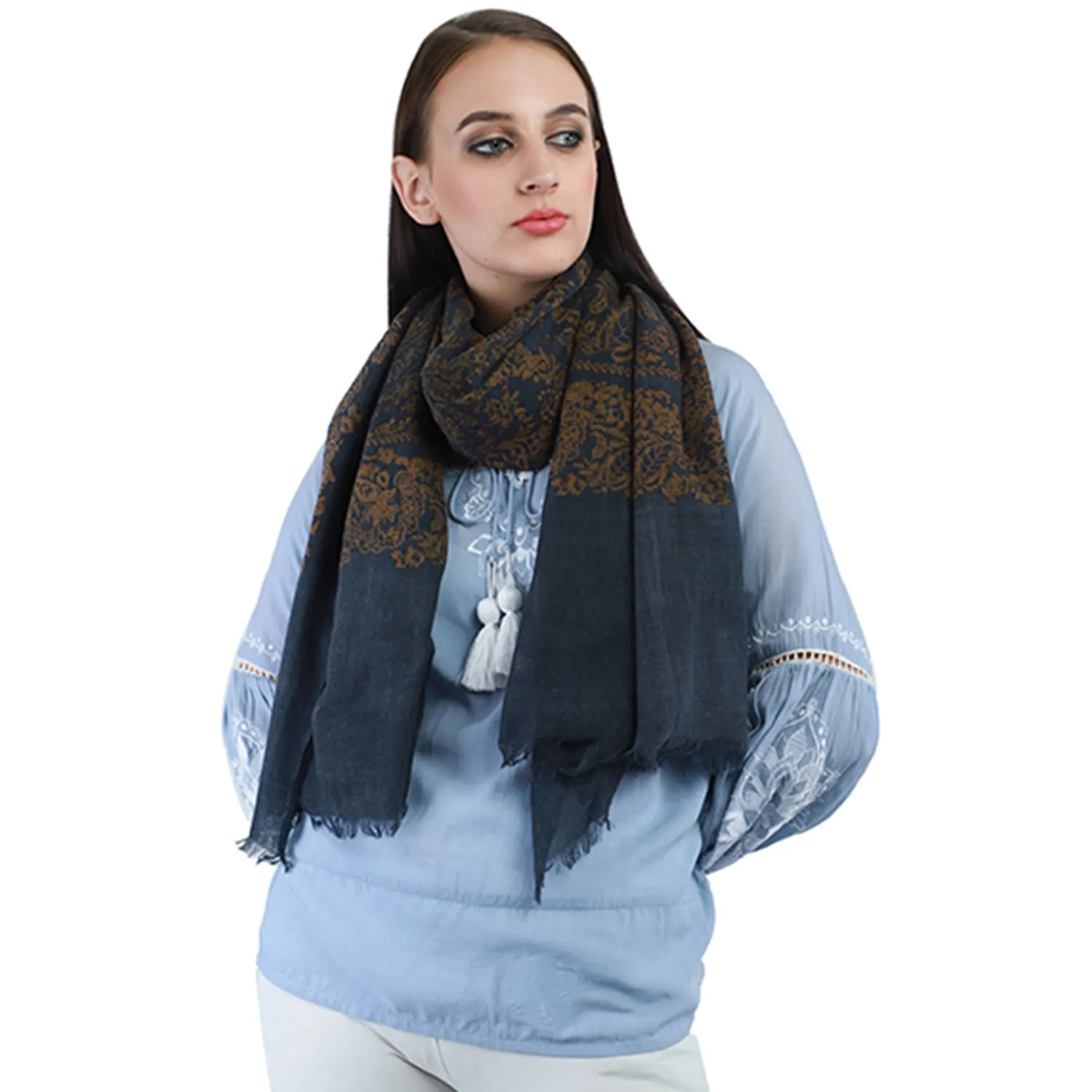 Enchanting Blue Blossoms Scarf