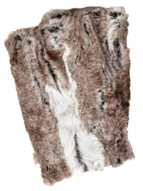 Fingerless Gloves Short- Cuddly Faux Fur In Ivory with Birch