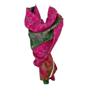 Fuchsia and Grass Kantha Scarf - India