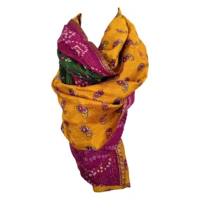 Gold Paisley Kantha Scarf - India