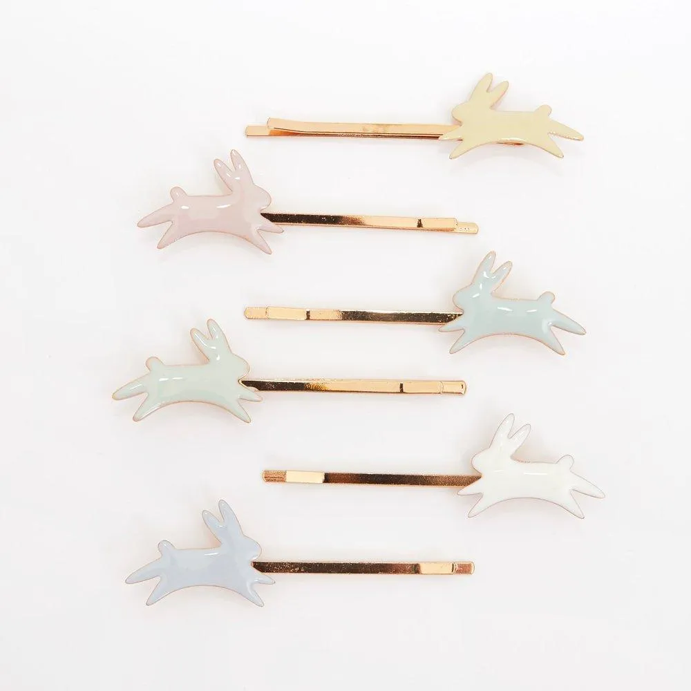 Hair Slides - Enamel Bunny