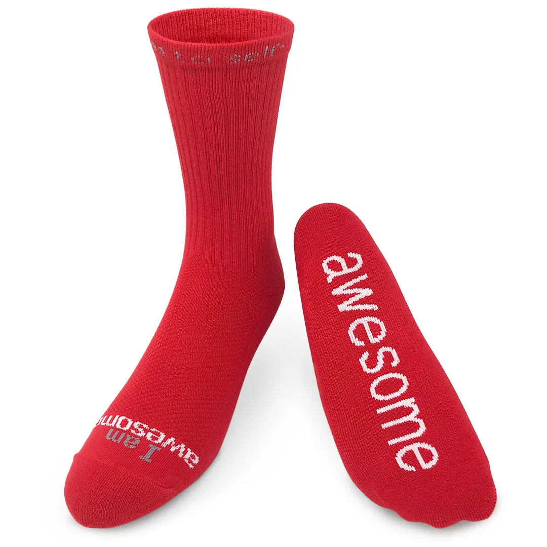 I am awesome® red crew socks