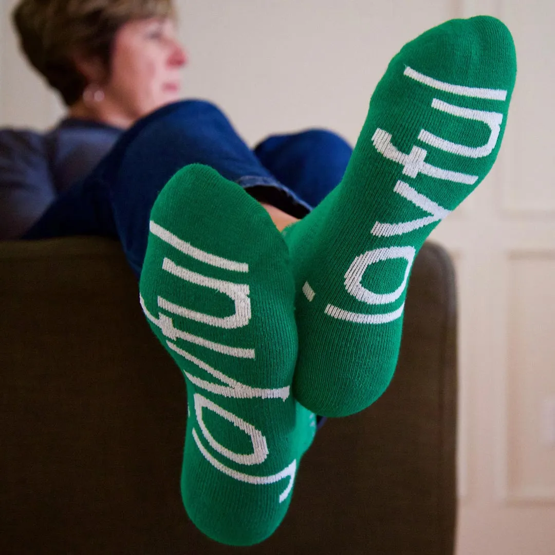 I am joyful™ green low-cut socks