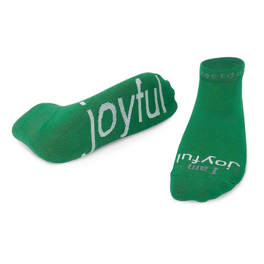 I am joyful™ green low-cut socks