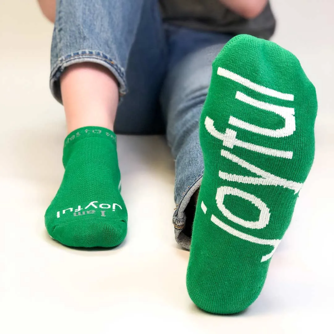 I am joyful™ green low-cut socks