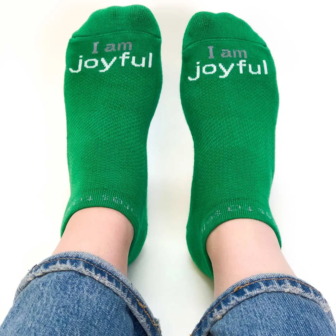 I am joyful™ green low-cut socks