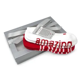 I am joyful™  I am amazing® 2 pairs of socks in silver gift box