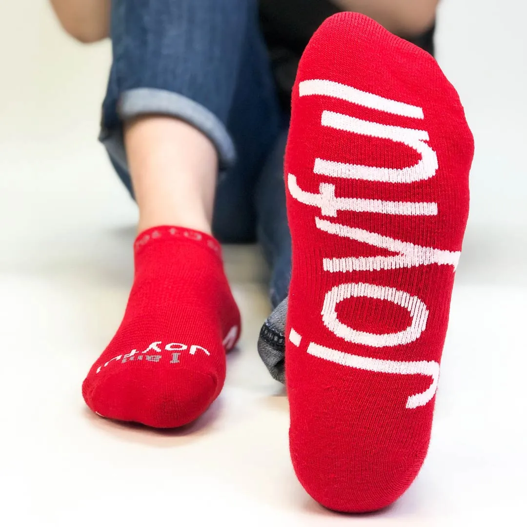 I am joyful™ red low-cut socks