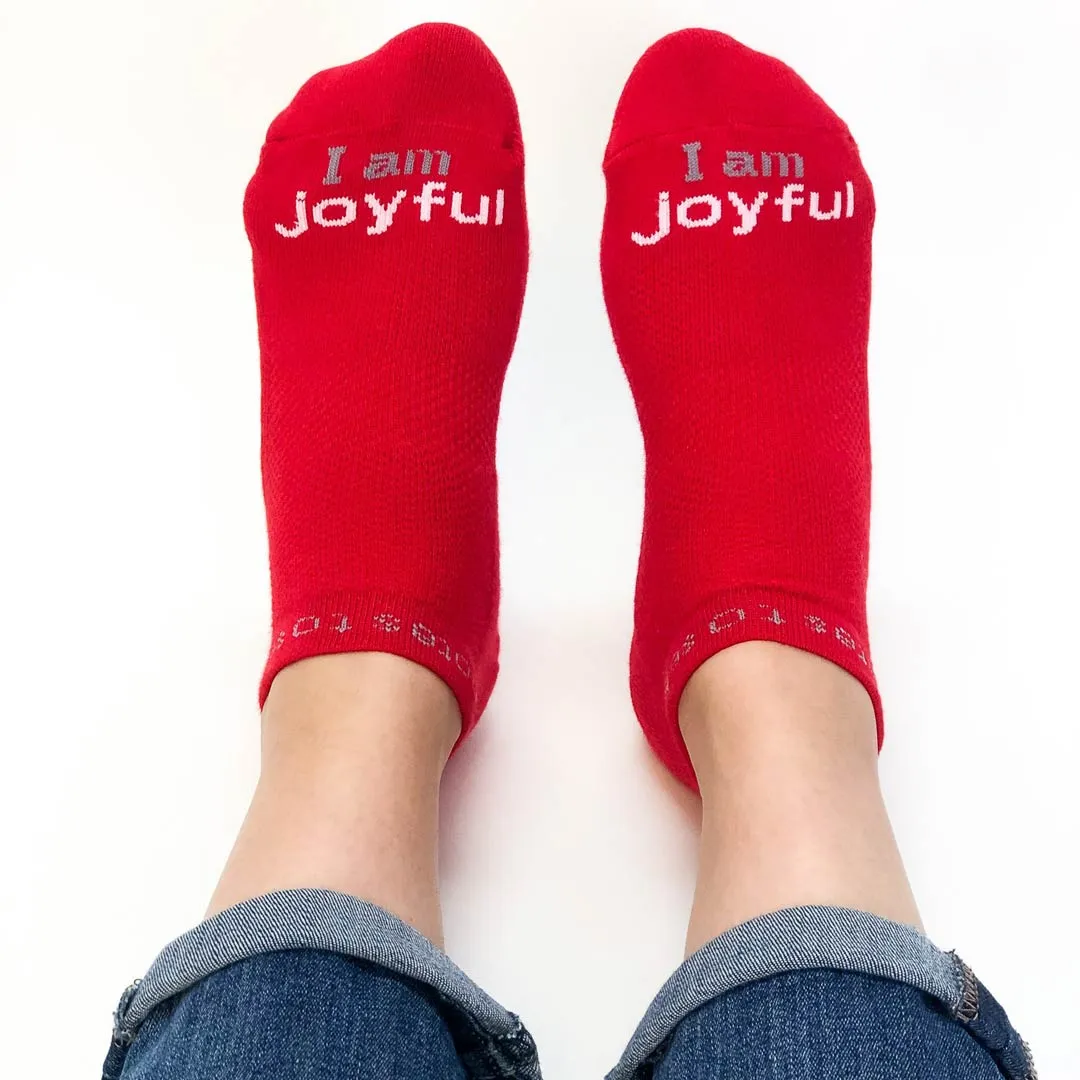 I am joyful™ red low-cut socks