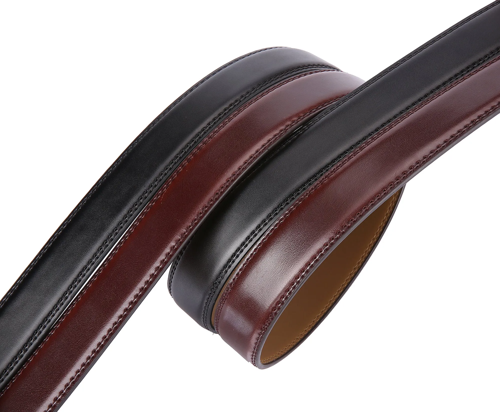 Leather Ratchet Belt Strap Replacement - Mahogany/Black