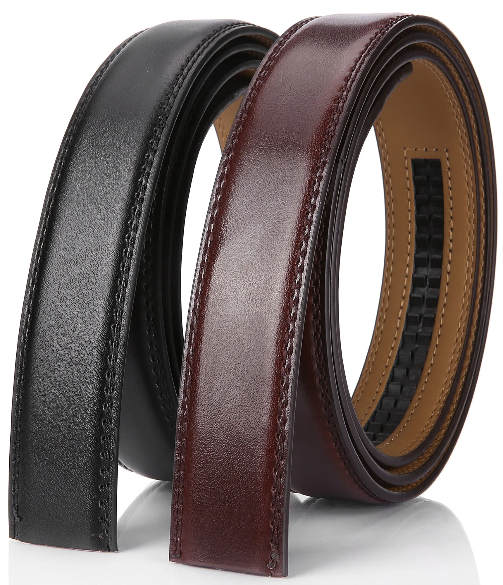 Leather Ratchet Belt Strap Replacement - Mahogany/Black