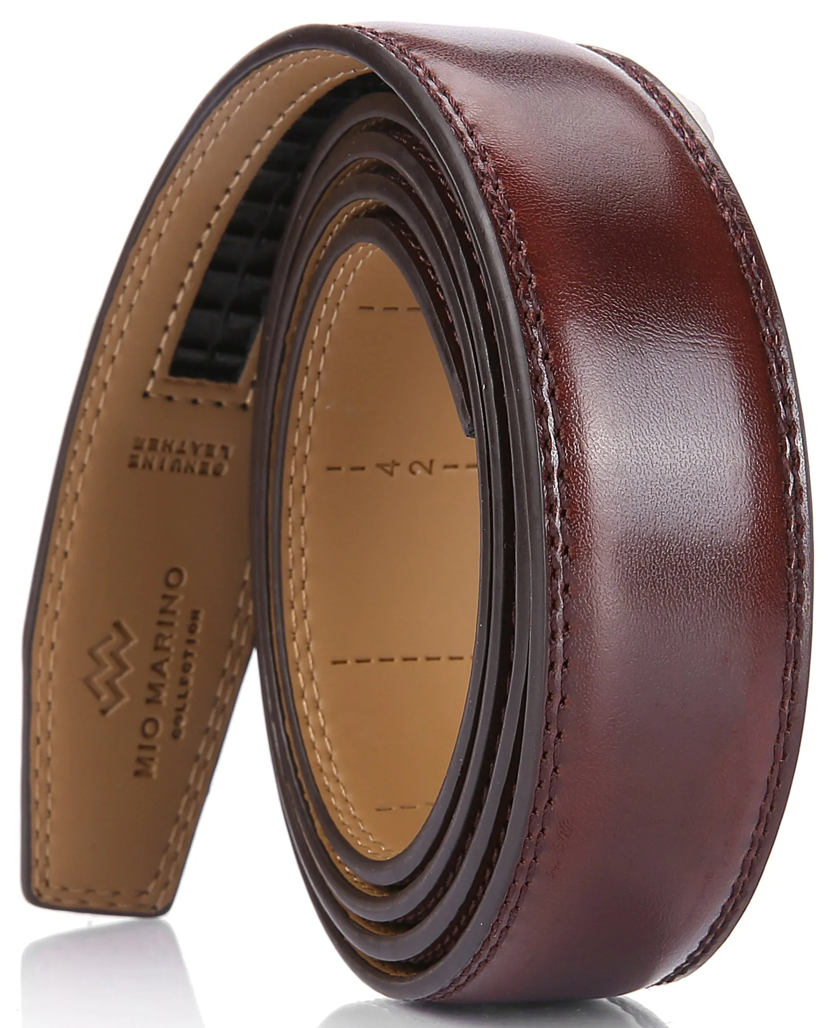 Leather Ratchet Belt Strap Replacement - Mahogany/Black