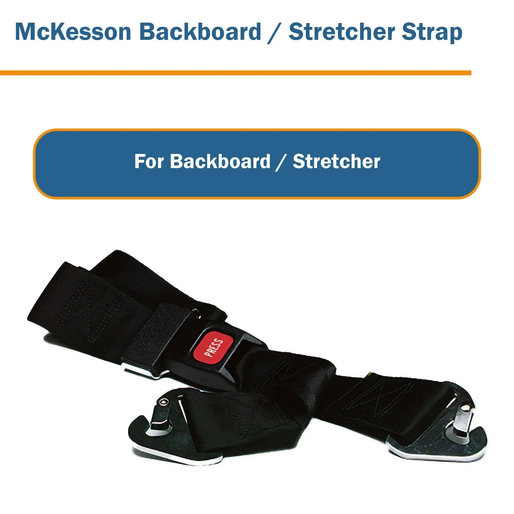 McKesson Push Button Strap, Adjustable, 5 ft Nylon Strap for Stretchers and Backboards, Quick Release Buckle, Black