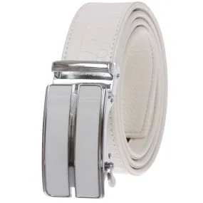 Men's Alligator Leather Automatic Buckle Slide Ratchet Dress Belt