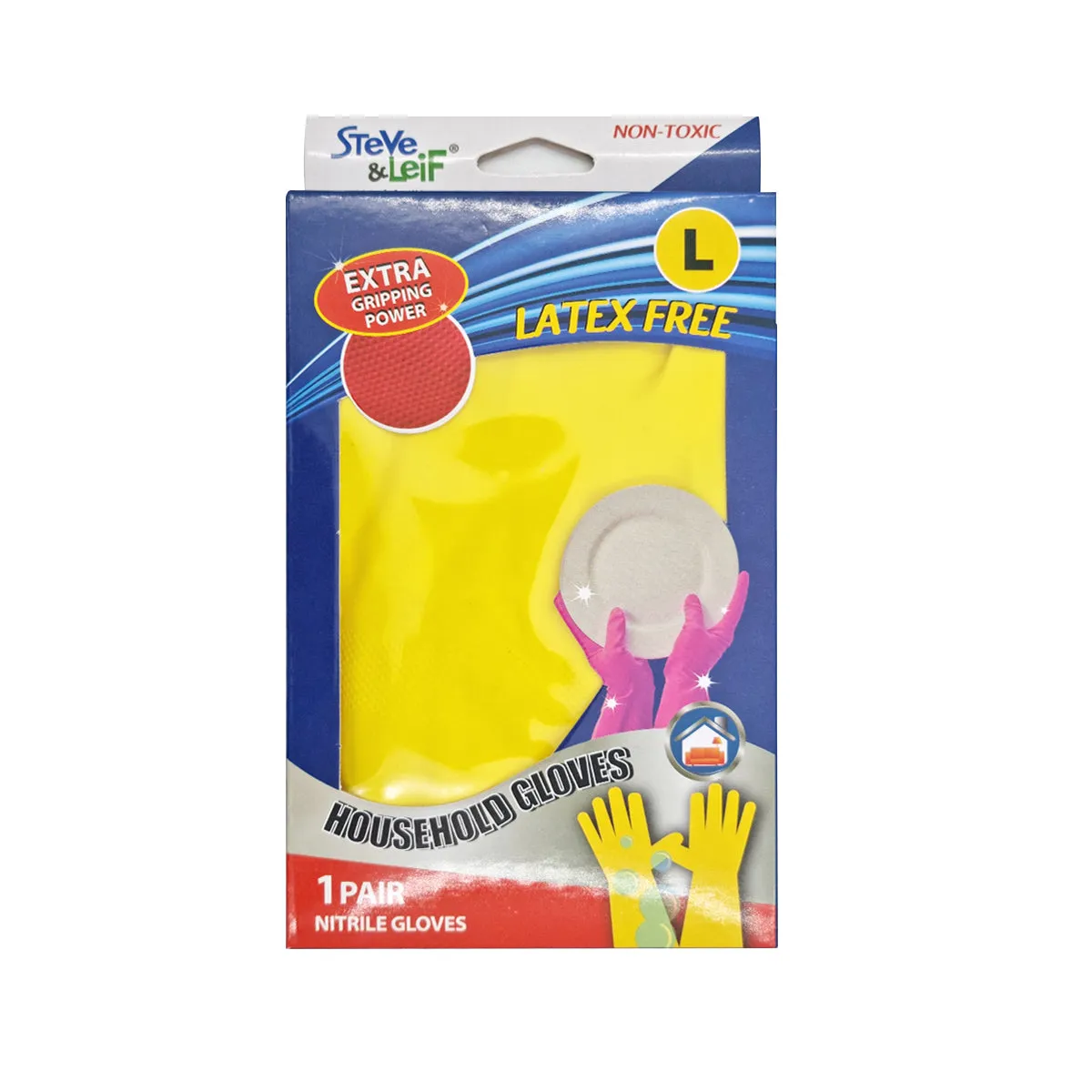 Nitrile Household Dishwashing Glove (L) Yellow