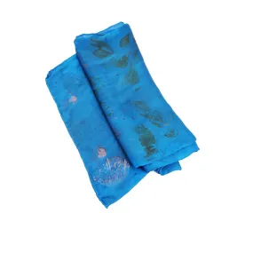 Ocean Blue Satin Silk Scarf