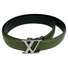 Olive Green Men's Luxury Belt Genuine Leather Sliver Buckle