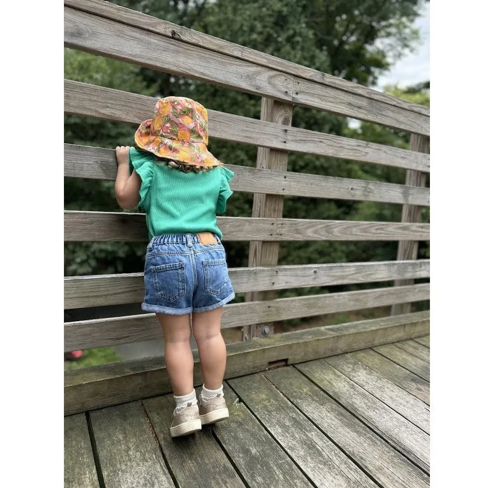 Organic Reversible Bucket Sun Hat - Strawberry Lemonade