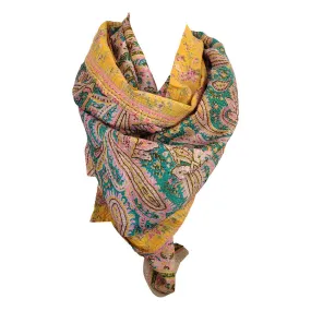 Pale Yellow Kantha Scarf - India