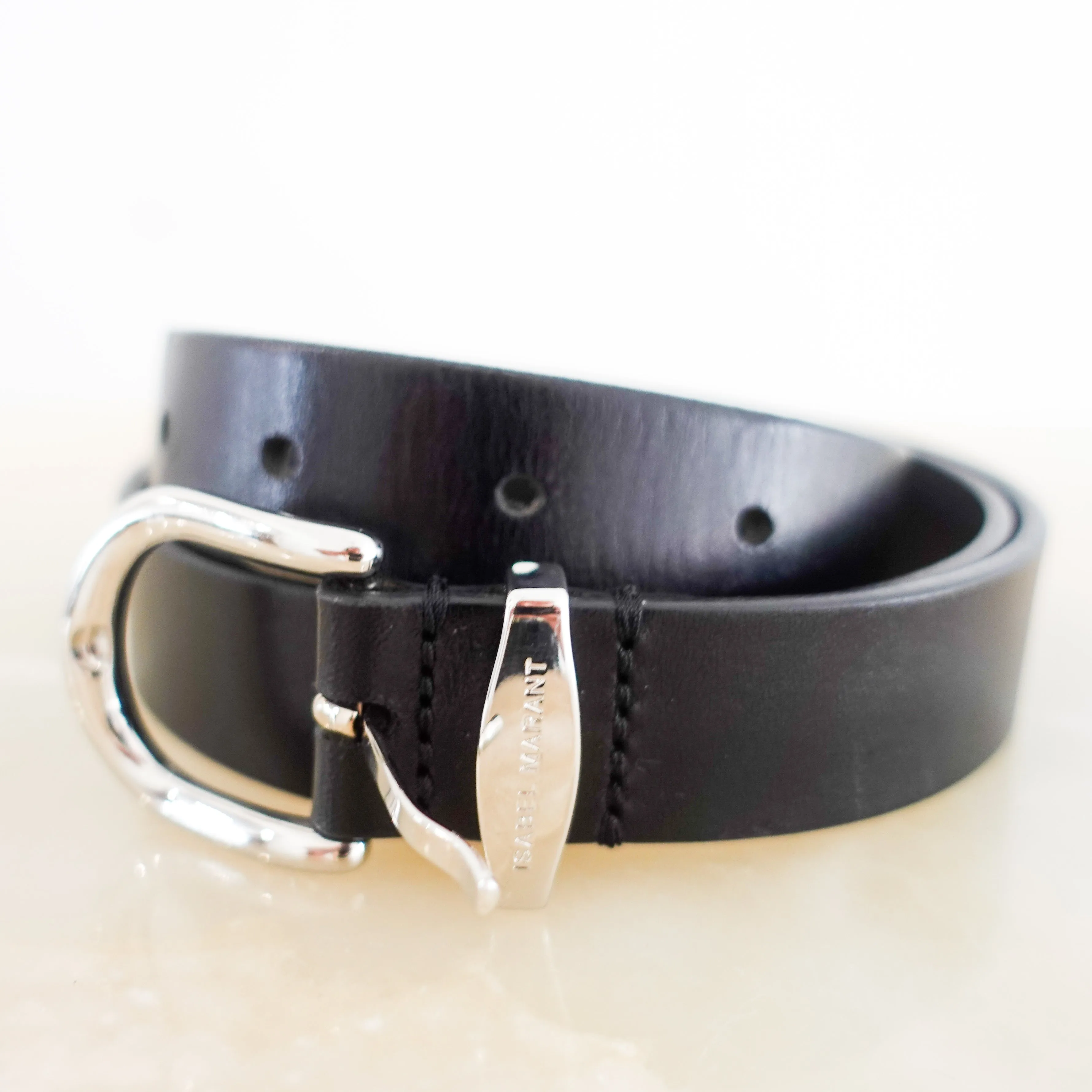 Simple black leather belt RRP £160