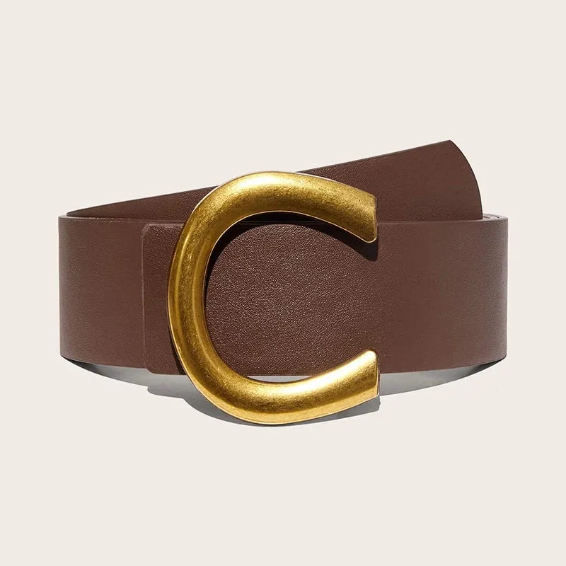 Simple Style Classic Style Solid Color Pu Leather Alloy Women's Leather Belts