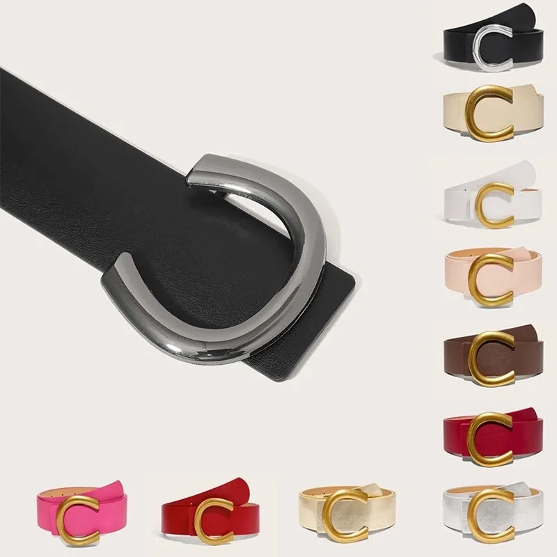 Simple Style Classic Style Solid Color Pu Leather Alloy Women's Leather Belts