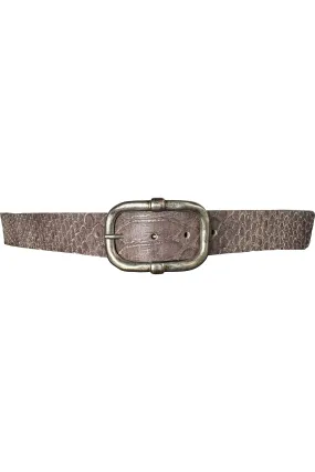 Streets Ahead Snake Embossed Leather Belt with Silver Buckle 32447 | Grey