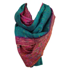 Teal and Rose Kantha Scarf - India