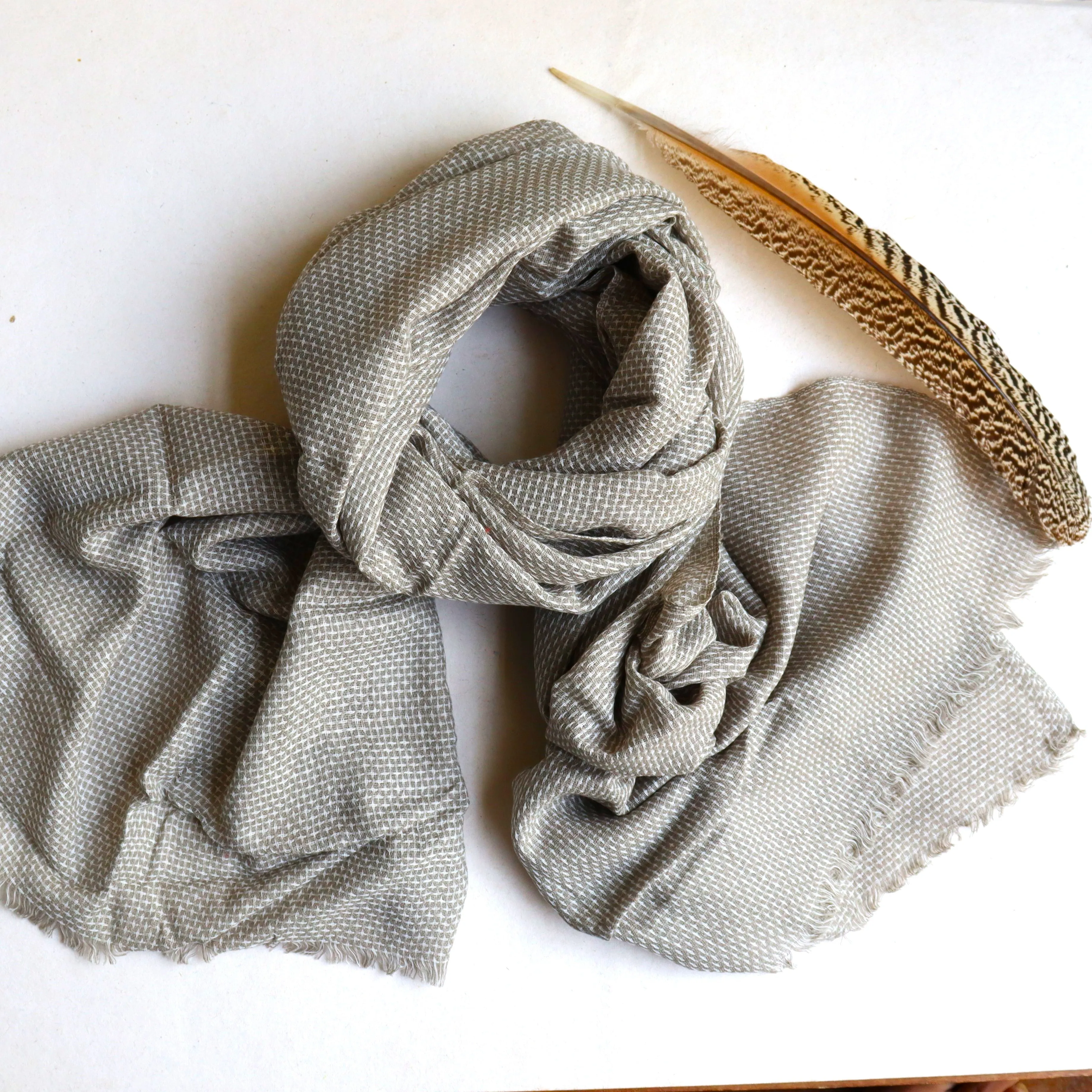 Unisex Earthy Grey Linen Stole